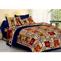 Seaons New Trendy Cotton 100 x 90 Double Bedsheets (Multi Color Printed Design)