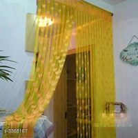 Classic Yellow Net Polyester Door Curtains 