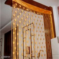 Classic Yellow Net Polyester Printed Curtains 