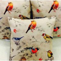 Cushion Cover with Cushion Set of 5 - Jute - Bird design Printed 