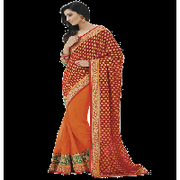 Orange Colour Fancy Jacquard Traditional Designer Occation Wear Saree With Matching Blouse Piece