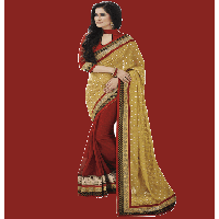 Yellow Colour Brasso Traditional Designer Occation Wear Saree With Matching Blouse Piece