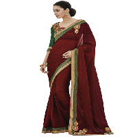 Wine Colour Georgette Traditional Designer Occation Wear Saree With Matching Blouse Piece