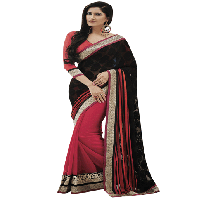 Black Colour Brasso Traditional Designer Occation Wear Saree With Matching Blouse Piece