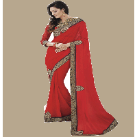 Red Colour Georgette Traditional Designer Occation Wear Saree With Matching Blouse Piece