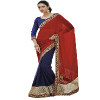 Red Colour Georgette Traditional Designer Occation Wear Saree With Matching Blouse Piece