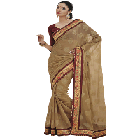 Light Gold Colour Chiffon Traditional Designer Occation Wear Saree With Matching Blouse Piece