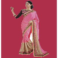 Pink Colour Satin Chiffon Traditional Designer Occation Wear Saree With Matching Blouse Piece