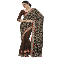 Black Colour Brasso Traditional Designer Occation Wear Saree With Matching Blouse Piece