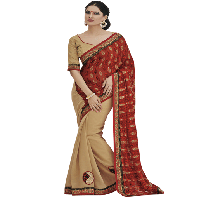 Red Colour Brasso Traditional Designer Occation Wear Saree With Matching Blouse Piece