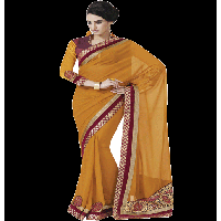 Turmeric Colour Georgette Traditional Designer Occation Wear Saree With Matching Blouse Piece