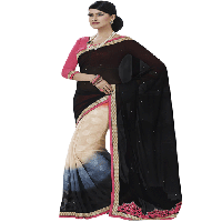 Black Colour Georgette Traditional Designer Occation Wear Saree With Matching Blouse Piece