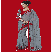 Grey Colour Georgette Traditional Designer Occation Wear Saree With Matching Blouse Piece