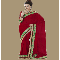 Red Colour Georgette Traditional Designer Occation Wear Saree With Matching Blouse Piece