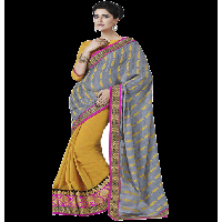 Grey Colour Fancy Jacquard Traditional Designer Occation Wear Saree With Matching Blouse Piece
