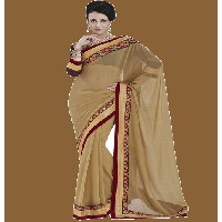 Beige Colour Chiffon Traditional Designer Occation Wear Saree With Matching Blouse Piece