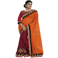 Orange Colour Georgette Traditional Designer Occation Wear Saree With Matching Blouse Piece