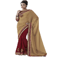 Beige Colour Chiffon Traditional Designer Occation Wear Saree With Matching Blouse Piece