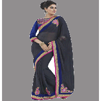 Black Colour Georgette Traditional Designer Occation Wear Saree With Matching Blouse Piece