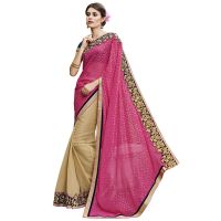 Pink & Beige Traditional Designer Saree With Matching Blouse Piece