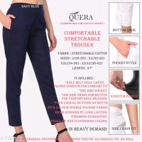 Alexandra Navy Blue Stretchable Cotton Women Trousers & Pants 