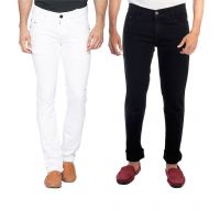  Seasons White & Black Slim Fit Jeans Pack Of 2