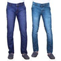  Seasons Blue and Navy Cotton Regular Fit Faded Jeans - Pack of 2