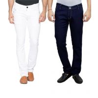 Seasons White & Blue Slim Fit Jeans Pack Of 2