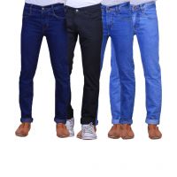  Seasons Classic Combo Of 4 Blue & Black Jeans For Men