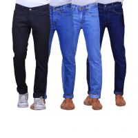  Seasons Combo Of 4 Blue & Black Regular Fit Jeans For Men