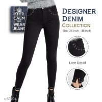 Seasons Designer Denim Lace Detail Jeans