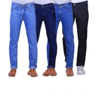 Combo Of 4 Blue & Black Regular Fit Jeans For Men