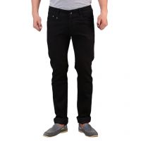 Black Cotton Blend Regular Fit Jeans