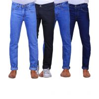Classy Combo Of 4 Blue & Black Regular Fit Jeans For Men