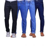  Combo Of 4 Blue Blended Cotton Jeans For Men
