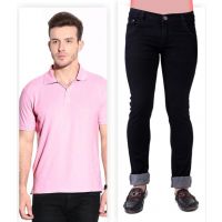 Black Jeans & Pink T Shirt Combo