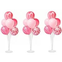 Jolly Party Solid Balloon Stand with Holder cups Pack of 3 Balloon Bouquet  (White, Pack of 3)