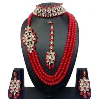 Classy Red Alloy Women's Jewellery Set 