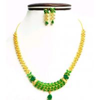 Brass Green Necklace Jewellery Set 