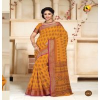 Kajri Orange Printed Cotton Saree