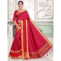 Kadwa Silk Red Women Woven Saree