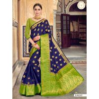 Kalakriti Silk Green Women Woven Saree