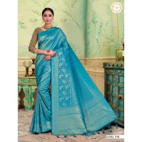 Kanjivaram Blue Women Woven Saree