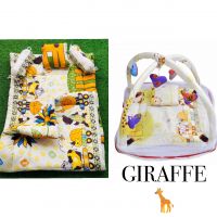 Giraffe Printed Net & Baby Puff Set 