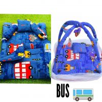 Bus Printed Net & Baby Puff Set 