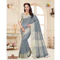 Khadi Chanderi Silk Saree With Blouse Piece