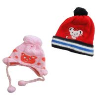 Pack 2 Carton & Teddy Design Woolen Baby Cap