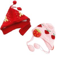 Carton & Strawberry Beanie Woolen Baby Cap