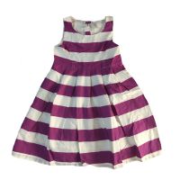 Classy White Purple Stripes Sleeveless Frock