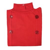 Red High Neck Front Button Kids T-Shirt